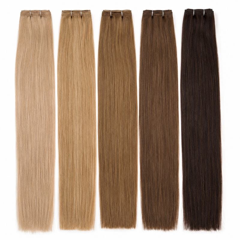 Narrow Edge Machine Weft Hair Extensions shown for Private Label Tape-In Hair Extensions product planning